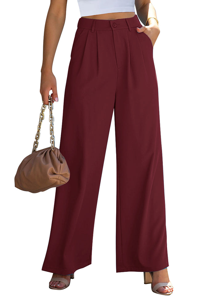 Rumba Red Women's High Waisted Wide Leg Business Work Pants Lookbook Store Rumba Red Women's High Waisted Wide Leg Business Work Pants Lookbook Store