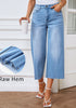 Cool Blue Women's High Waisted Denim Capri Pants Seamed Front Raw Hem