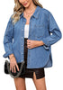 Brilliant Blue Women's Button Down Denim Lightweight Long Sleeve Pocket Jacket
