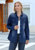 Coogee blue Women's Trendy Long Denim Jackets Oversized Shackets with Pockets