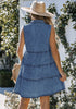 Reef Blue Denim Dress for Women Sleeveless Babydoll Button Down Short Jean Dresses Cute Summer
