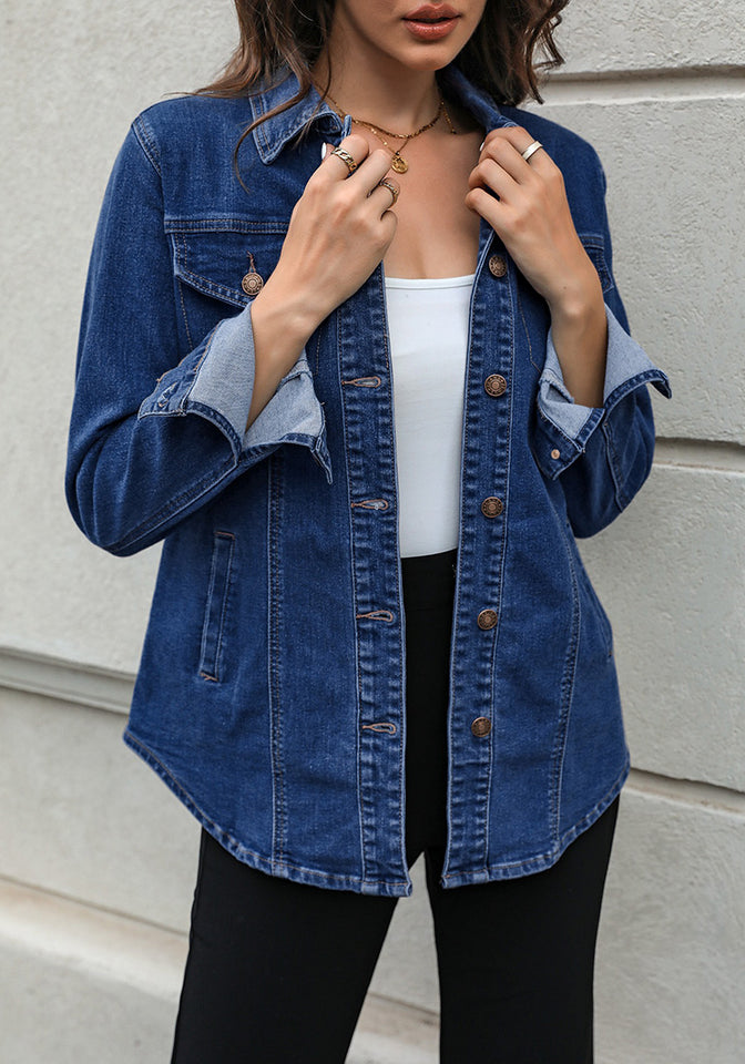 Women's blue outlet oversized denim jacket