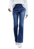 Darkness Blue Women's Stretchy Bootcut Denim Pants High Waisted Flare Pants