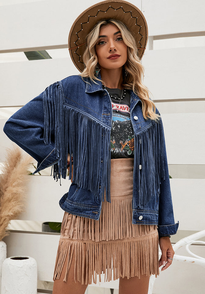 Vintage style denim top jacket