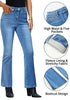 Classic Blue Bootcut High Waisted Denim Pants Stretchy Fleece-Lined Pants