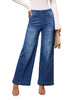 Darkness Blue Women's Stretchy Pull On Jeans High Waisted Denim Pants 90s