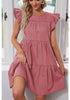 Desert Rose Women's Mini Denim Babydoll Sleeveless Ruffle Sleeve Pleated Dress