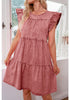 Desert Rose Women's Mini Denim Babydoll Sleeveless Ruffle Sleeve Pleated Dress