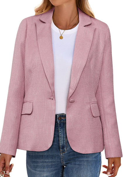 Blush Pink Women's Professional Long Sleeve Blazer Office Business Casual Blazer Jacket