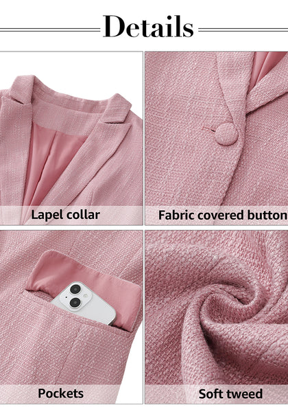 Blush Pink Women's Professional Long Sleeve Blazer Office Business Casual Blazer Jacket