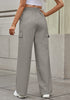 Taupe Gray Women's Brief Elastic Waist Wide Leg Cargo Pants Stretch Loose Pants Y2K