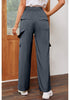 Dark Gray Women's High Waisted Elastic Waist Cargo Pants Stretch Y2K Style
