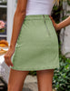 Light Green Women's Brief Pencil High Waist Bodycon Denim Mini Slit Skirts