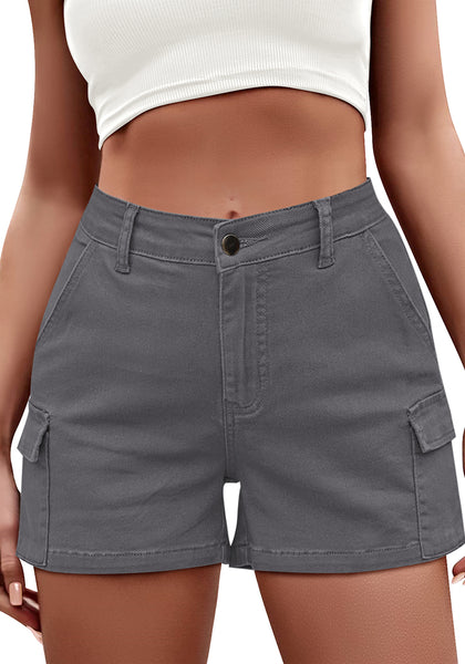 Ultimate Gray LookbookStore 2023 Cargo Shorts for Women High Waisted Casual Summer Stretchy Chino Shorts Short Cargos Colored Jeans