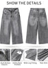 Gray Women's High Waisted Denim Capri Pants Seamed Front Raw Hem