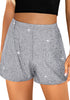Silver Women's High Waisted Stretchy Glitter Sparkly Short Party Outfits