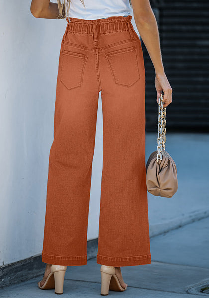 Apricot Orange Women's High Waisted Straight Leg Wide Leg Y2K Jeans Pants