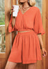 Orangeade Women's 2 Piece Outfit Textured Crop Tops Elastic Waist Flowy Shorts