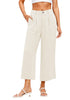 Apricot Women's High Waisted Wide Leg Capri Pants Linen Flowy Pleated Casual Cropped Trousers