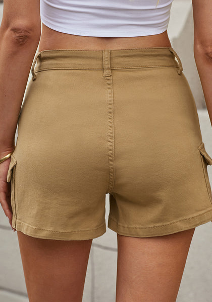Khaki LookbookStore 2023 Cargo Shorts for Women High Waisted Casual Summer Stretchy Chino Shorts Short Cargos Colored Jeans