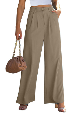 Khaki Women's High Waisted Wide Leg Business Work Pants