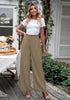 Khaki Women's High Waisted Wide Leg Business Work Pants