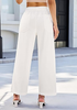 LookbookStore Cream White Women's Wide Leg Denim Jeans High Waisted Drawstring Elastic Waist Relaxed Fit Cropped