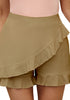 Khaki Women's High Waist Flowy Elastic Waist Lightweight Skort Ruffle Shorts