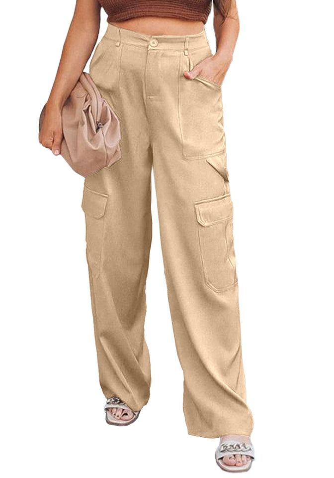 Beige Women's High Waisted Elastic Waist Cargo Pants Stretch Y2K Style –  Lookbook Store