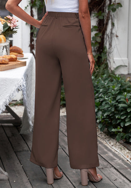 Chocolate Brown Women's High Waisted Wide Leg Business Work Pants