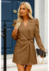 Tobacco Brown  Women's  Business Casual Puff Sleeve Blazers Dress Outfit