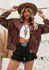 Chocolate Brown Women's Distressed Denim Jacket Western Cowgirl Trucker Vintage