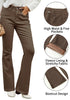Brown Bootcut High Waisted Denim Pants Stretchy Fleece-Lined Pants