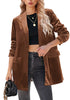 Brown Women's Oversized Velvet Blazers Business Casual Suit Jacket