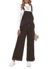 Chocolate Brown Women's Adjustable Strap Denim Overall Loose Wide Leg Jumpsuit