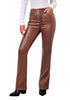 Brown Women's Bell Bottom High Waisted Faux Leather Pants Flare Pants