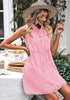 Baby Pink Denim Dress for Women Sleeveless Babydoll Button Down Short Jean Dresses Cute Summer