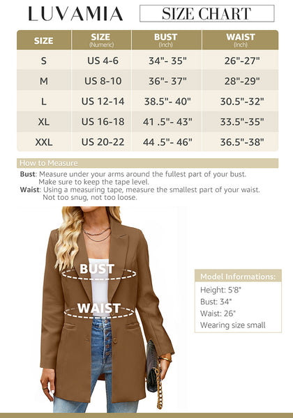 Amber Brown Women's Long Professional Office Casual Pocket Lapel Blazers