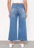 Medium Blue Women's High Waisted Wide Leg Denim Cropped Jean Pants for Curvy