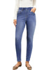 Classic Blue High Waist Skinny Jeans with Elastic Waistband for Women Stretch Denim Functional Pockets Comfort Fit Jeggings