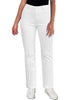 Cream White Women's High Waisted Full Length Straight Leg Jeans With Pockets