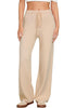 Beige Women's Full-Length Wide Leg Stretch Casual Pants Elastic Waist Relaxed Fit