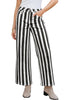 Women's Fashion High Waist Wide Leg Loose Fit Black White Striped Denim Jeans