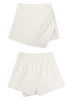 Antique White Women's High Waisted Faux Leather Skorts Elastic Waist Curvy Shorts