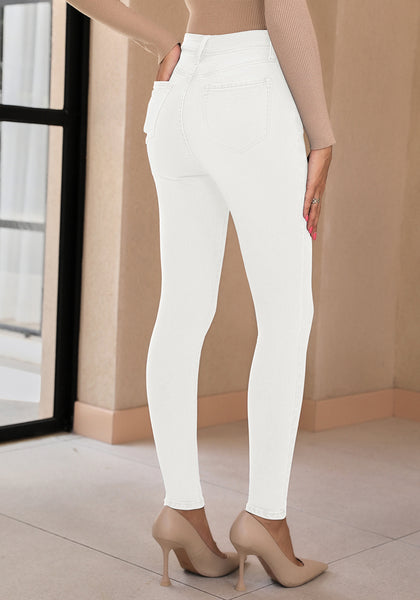 Off-white Women's Classic Stretch Pants Trouser Skinny High Waist Denim Jean