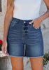 Timeless Blue for Women's High Waist Denim Pull On Shorts Relaxed Fit Straight Mega Stretch