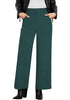 Forest Green Women's Casual High Waist Pocket Polyester Relaxed Fit Wide Leg Pants