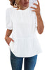 Brilliant White 2023 Blouses for Women Dressy Casual Peplum Tops Puff Sleeve Ruffle Mock Neck Dress Shirt Flowy Summer
