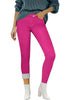 Fuchsia  Women's Denim Fleece Mid Waist Thermal Jeggings Warm Trousers Jeans