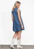 Medium Blue Denim Dress for Women Sleeveless Babydoll Button Down Short Jean Dresses Cute Summer